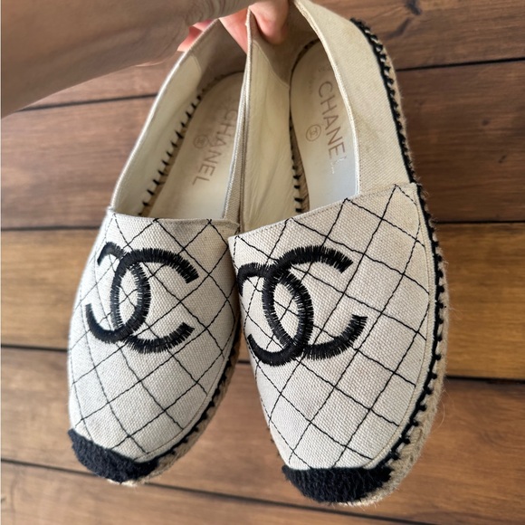 Chanel Beige and Black Espadrilles - Picture 1 of 5